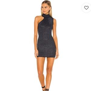 Superdown Luz Metallic Dress in Navy Metallic